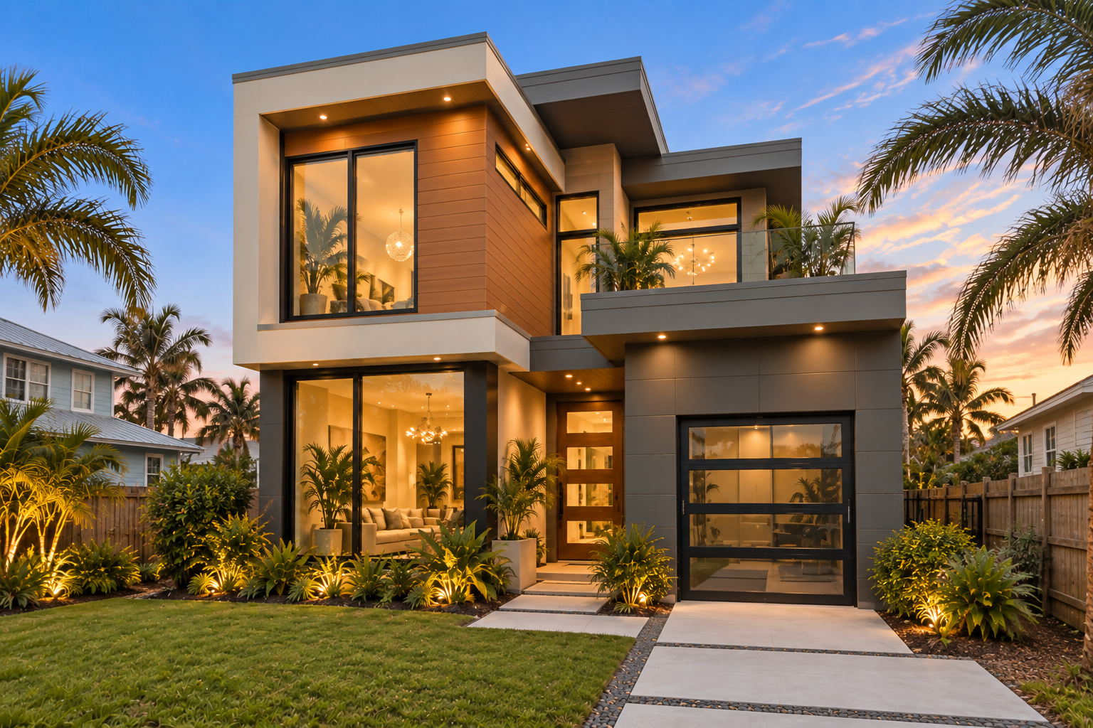 Modern two-story home with VintageWood Cedar, IndustrialBlock, and TuffBlock Steel panels