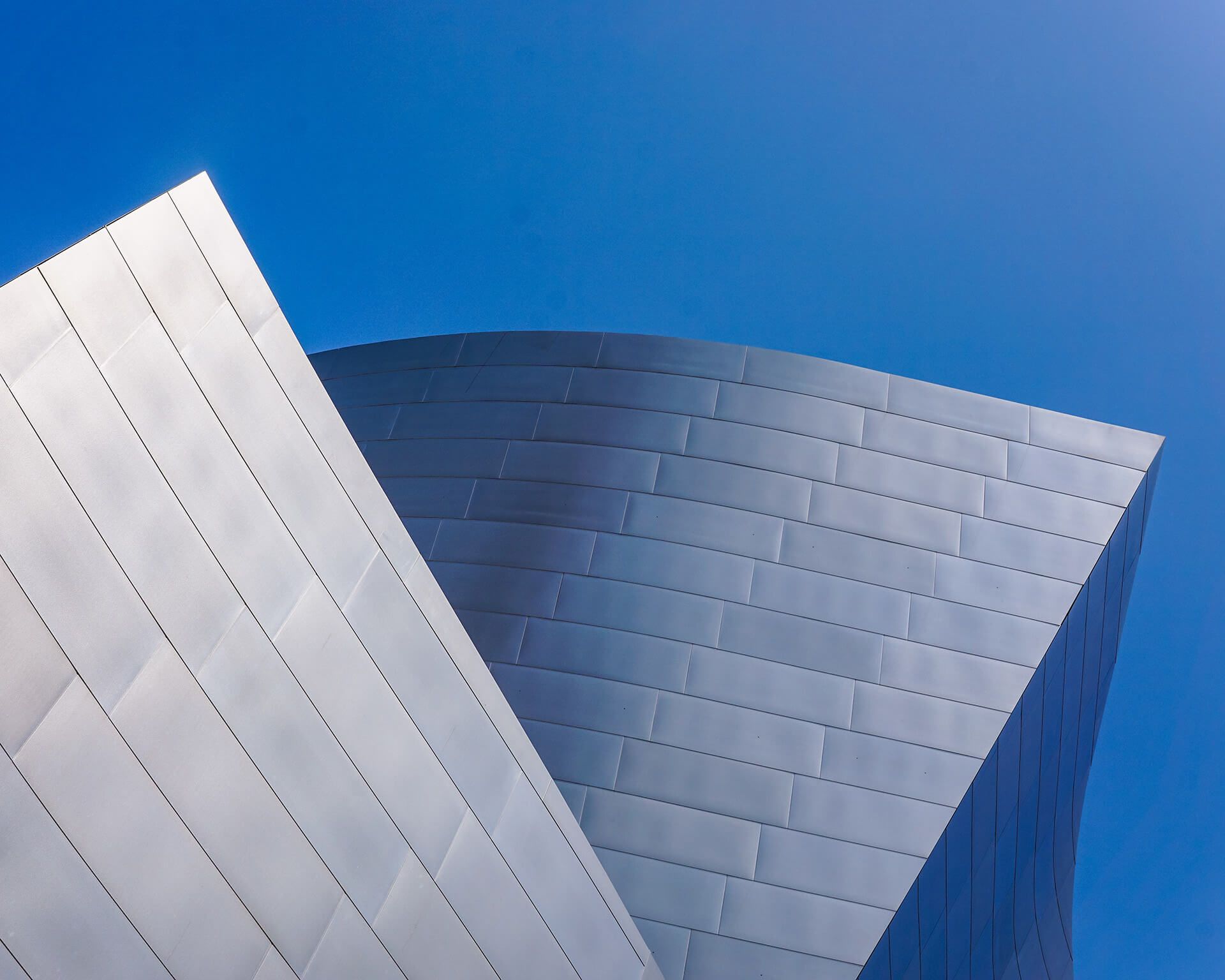 Commercial building with silver metal panels