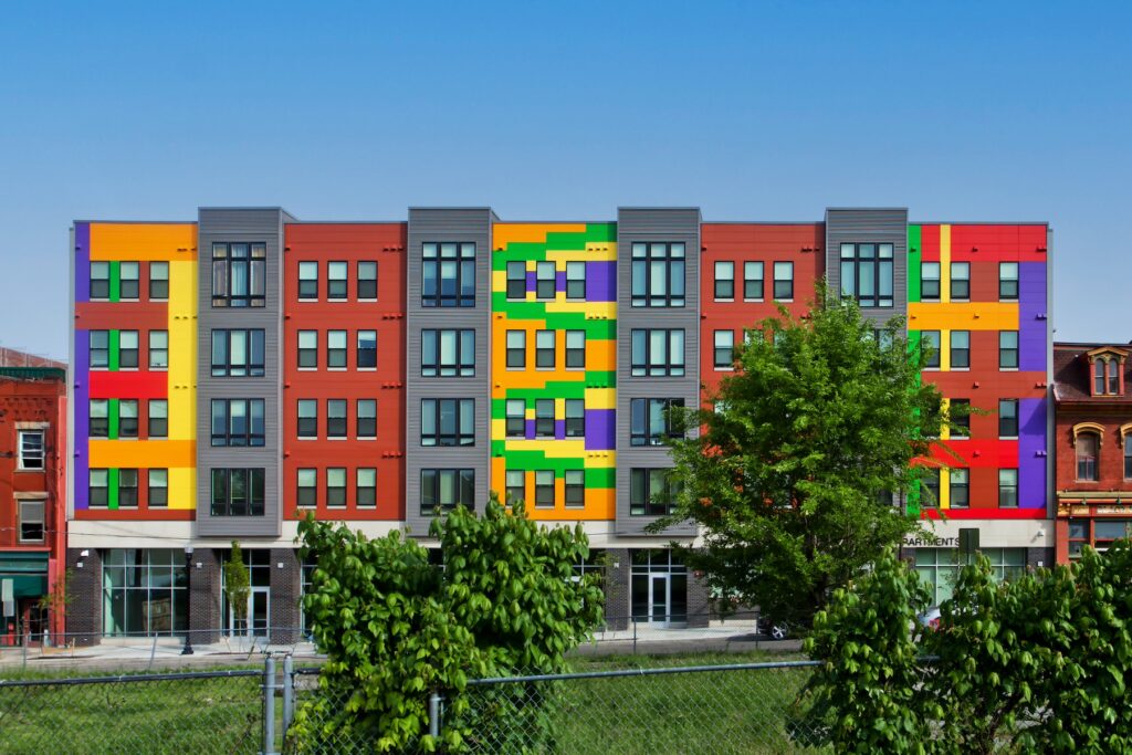 Custom-Hued Nichiha Panels Help Reinvigorate Historic Pittsburgh Neighborhood