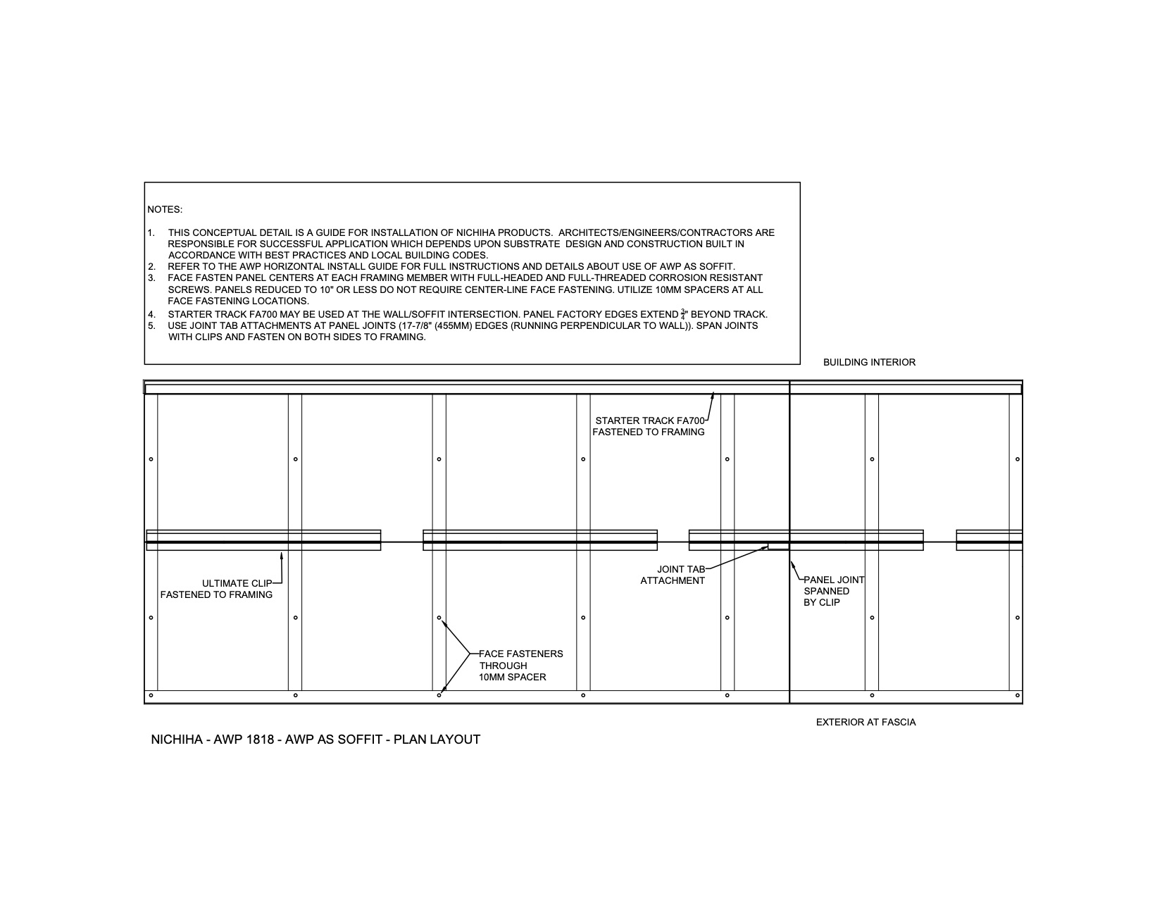 Architectural Wall Panel  –  AWP 1818 – Soffit – Clip – Layout