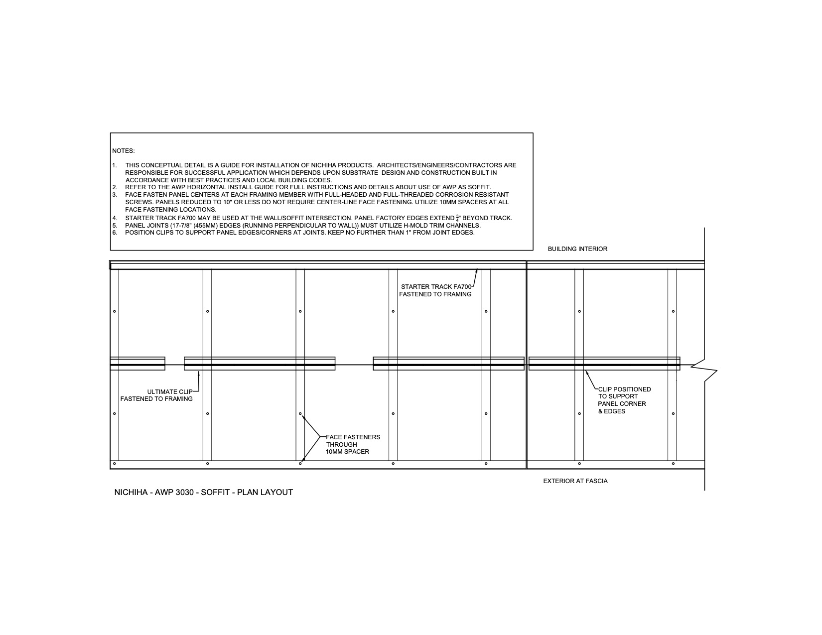 Architectural Wall Panel  –  AWP 3030 – Soffit – Clip – Layout