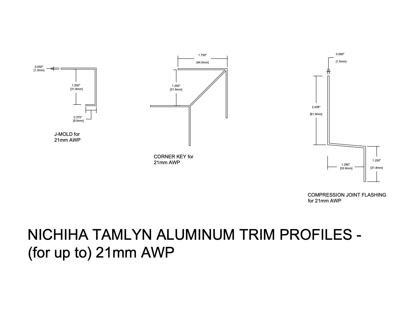 Aluminum Trim Profiles – 21mm Thick AWP