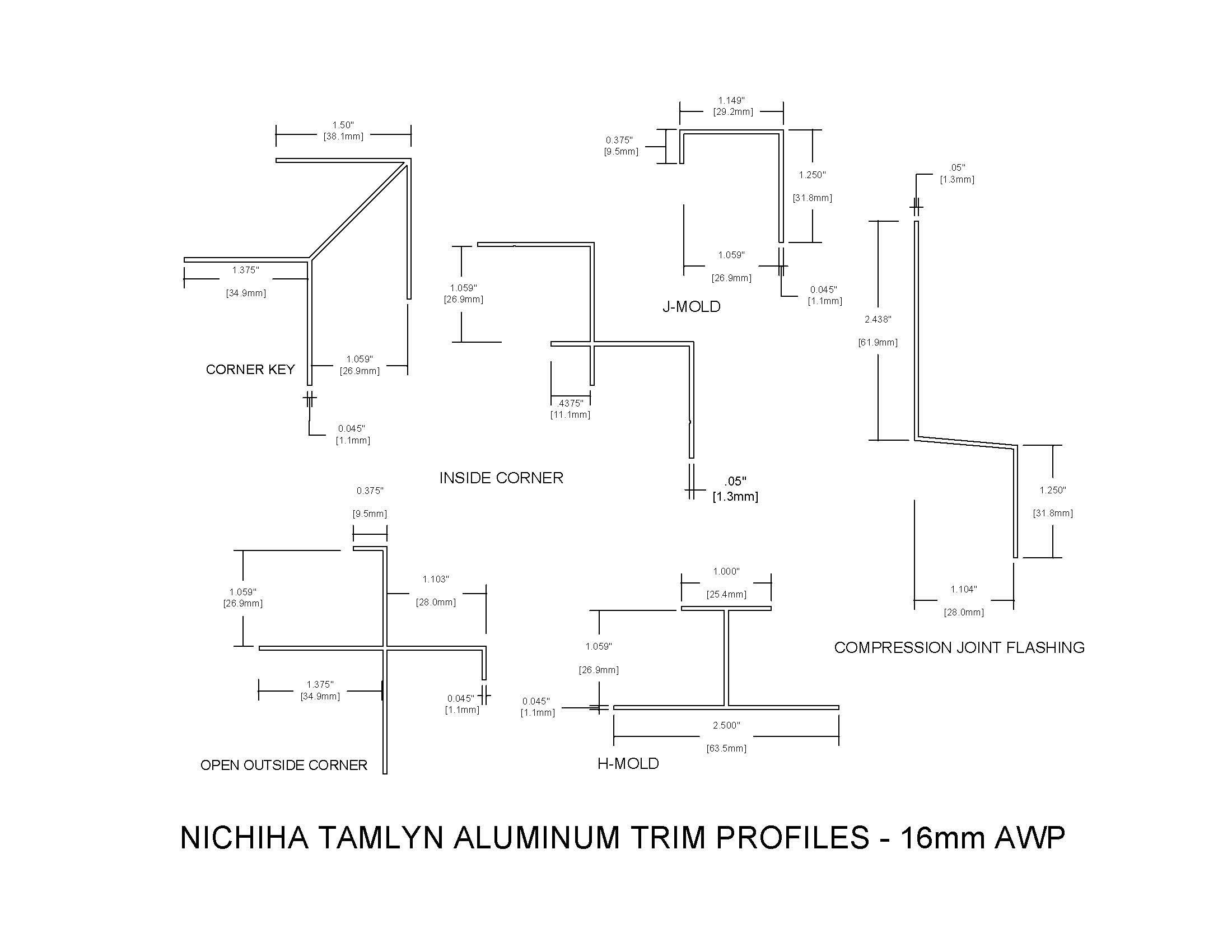Aluminum Trim Profiles – 16mm Thick AWP