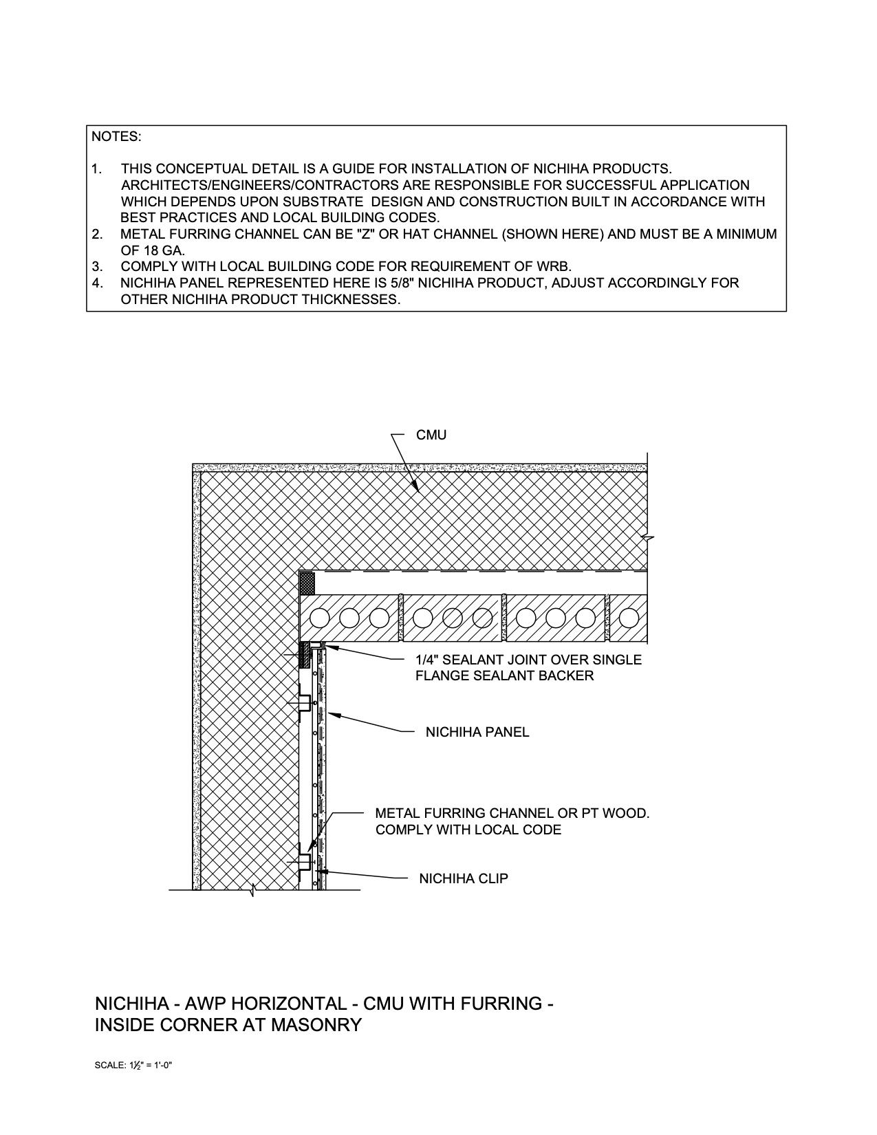 Architectural Wall Panel –  CMU – Inside Corner at Masonry
