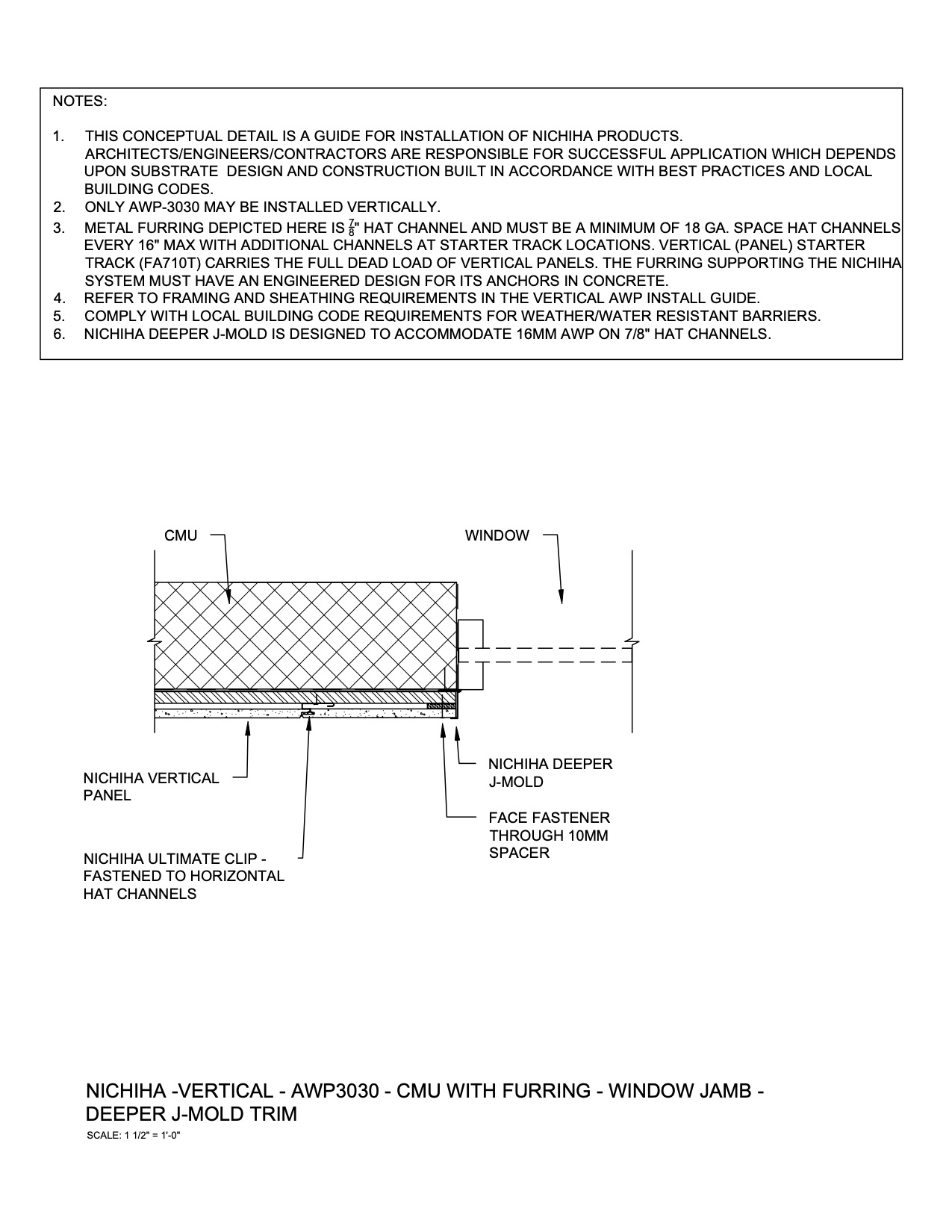 Architectural Wall Panel  –  AWP 3030 – Vertical – CMU – Window Jamb