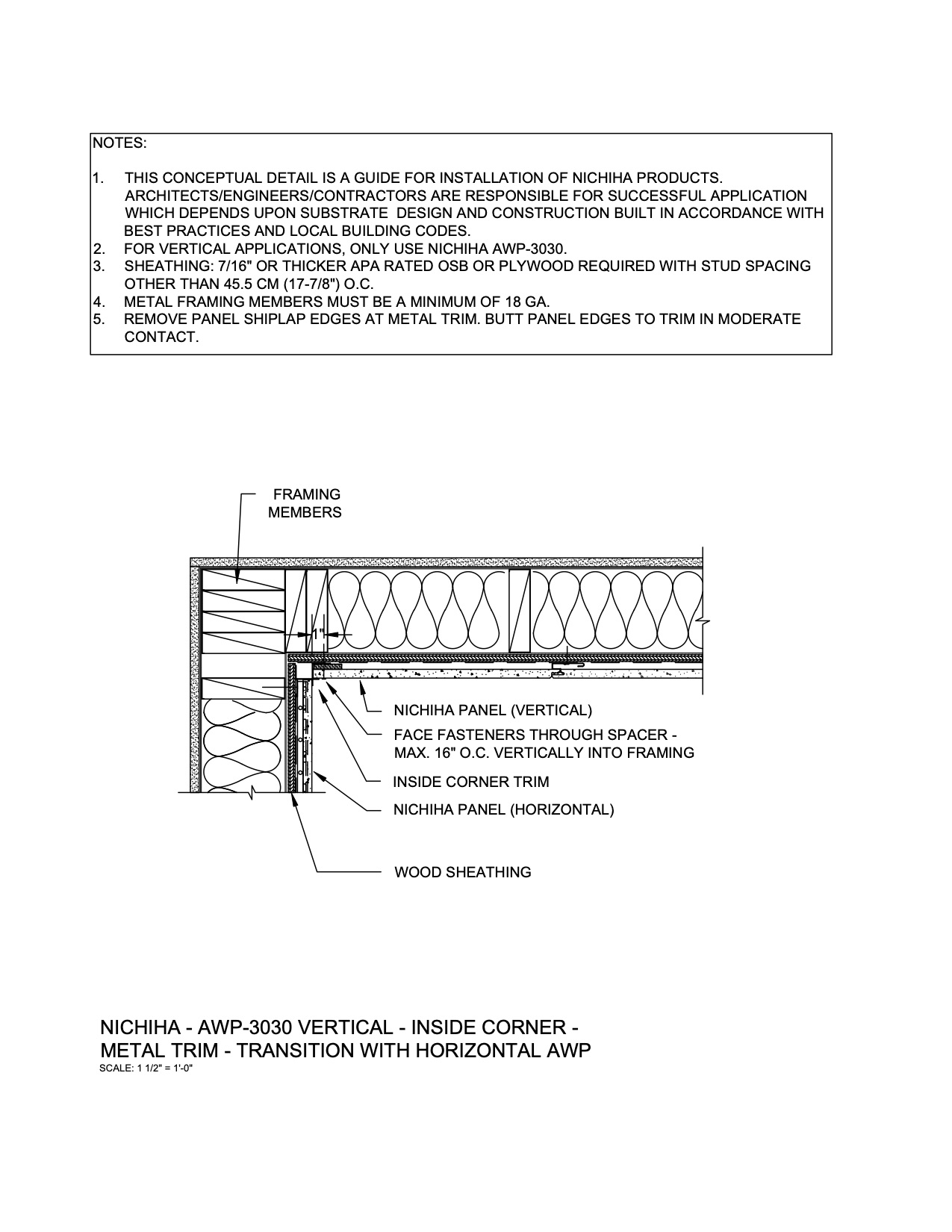 Architectural Wall Panel – Vertical AWP – Horizontal AWP – Transition at Inside Corner
