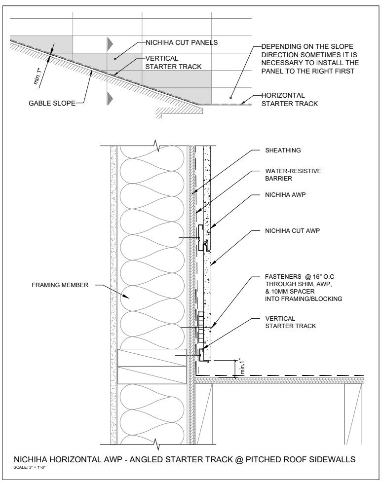 Nichiha Horizontal AWP at Pitched Roof Sidewalls