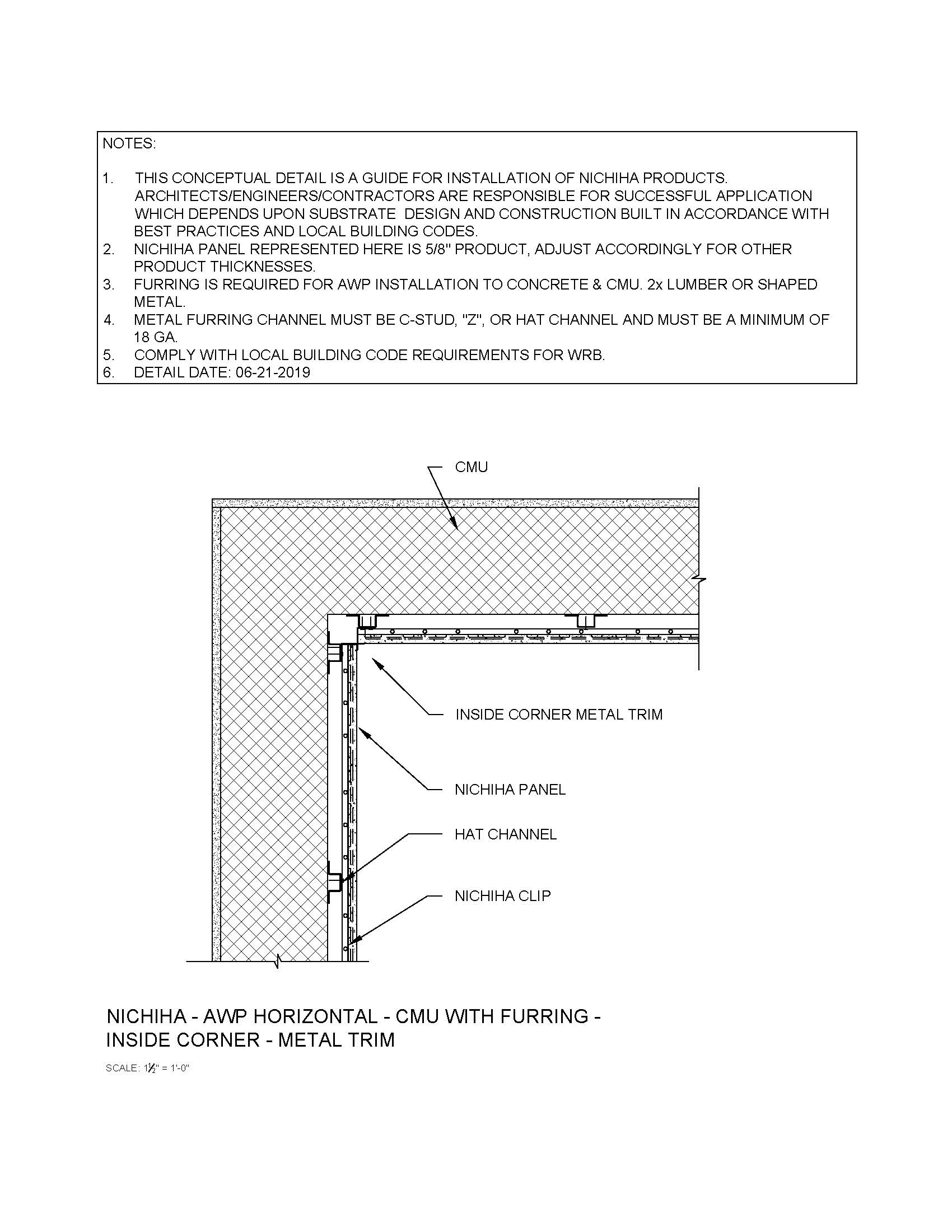 Architectural Wall Panel – CMU – Inside Corner – Metal Trim
