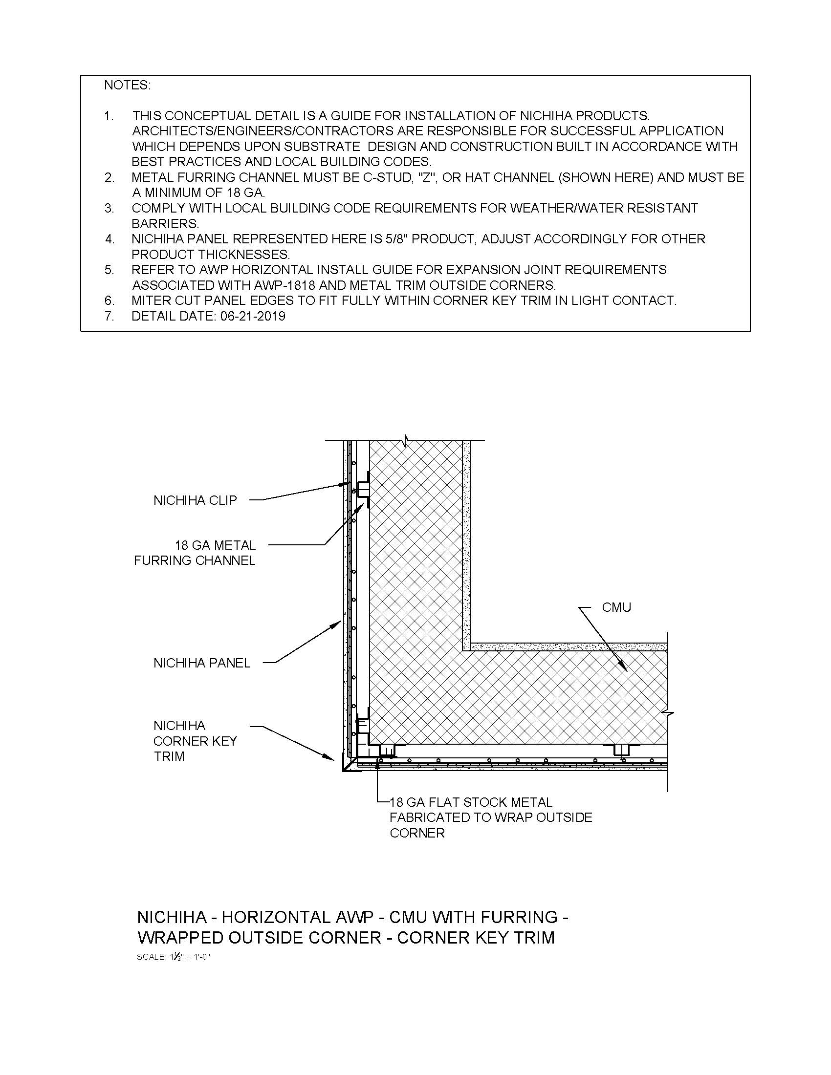 Architectural Wall Panel – CMU – Outside Corner – Corner Key Trim