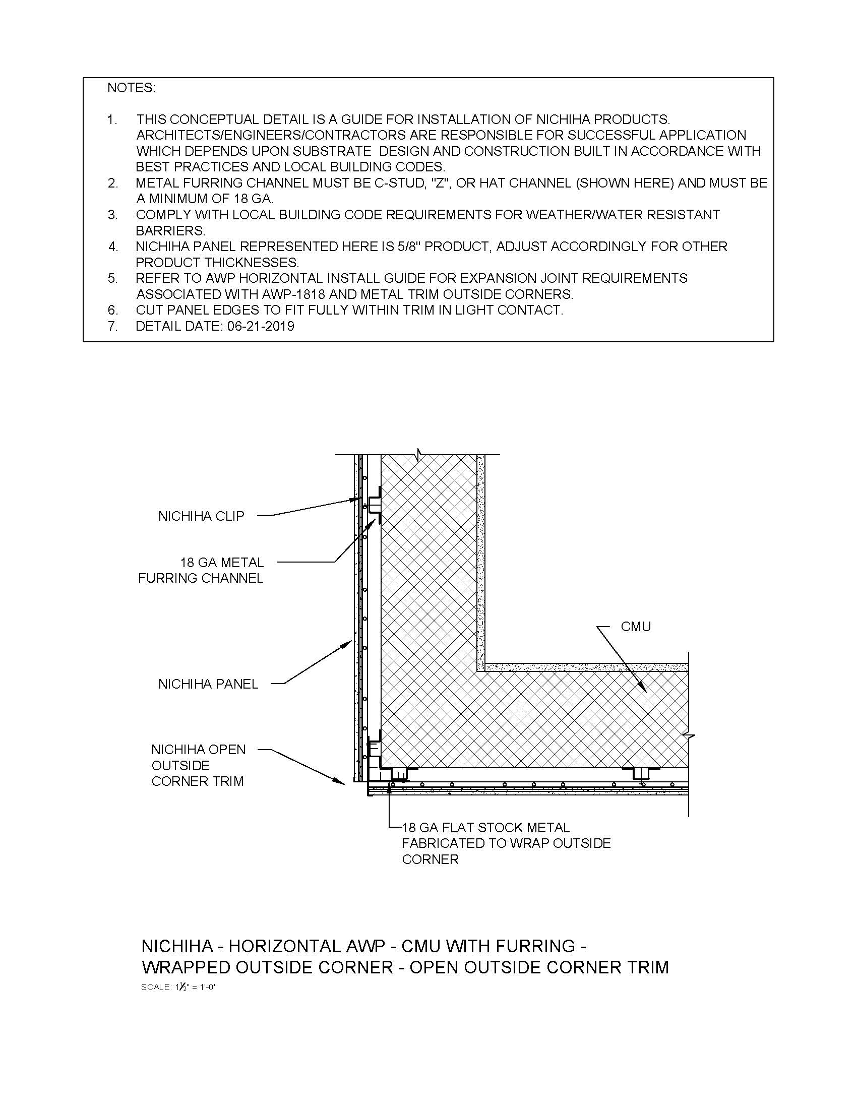 Architectural Wall Panel – CMU – Outside Corner – Open Outside Trim