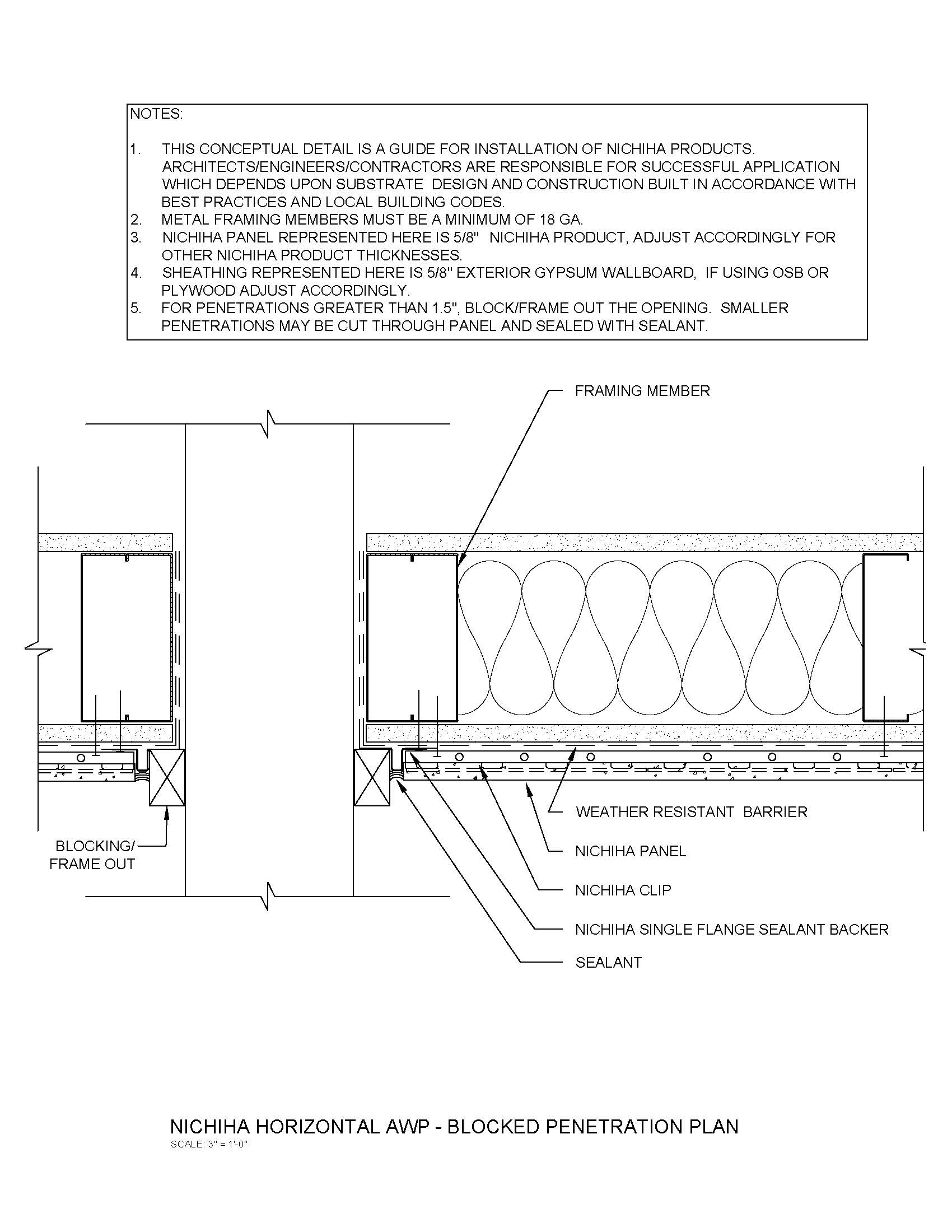 Architectural Wall Panel –  Blocked Penetration – Plan View