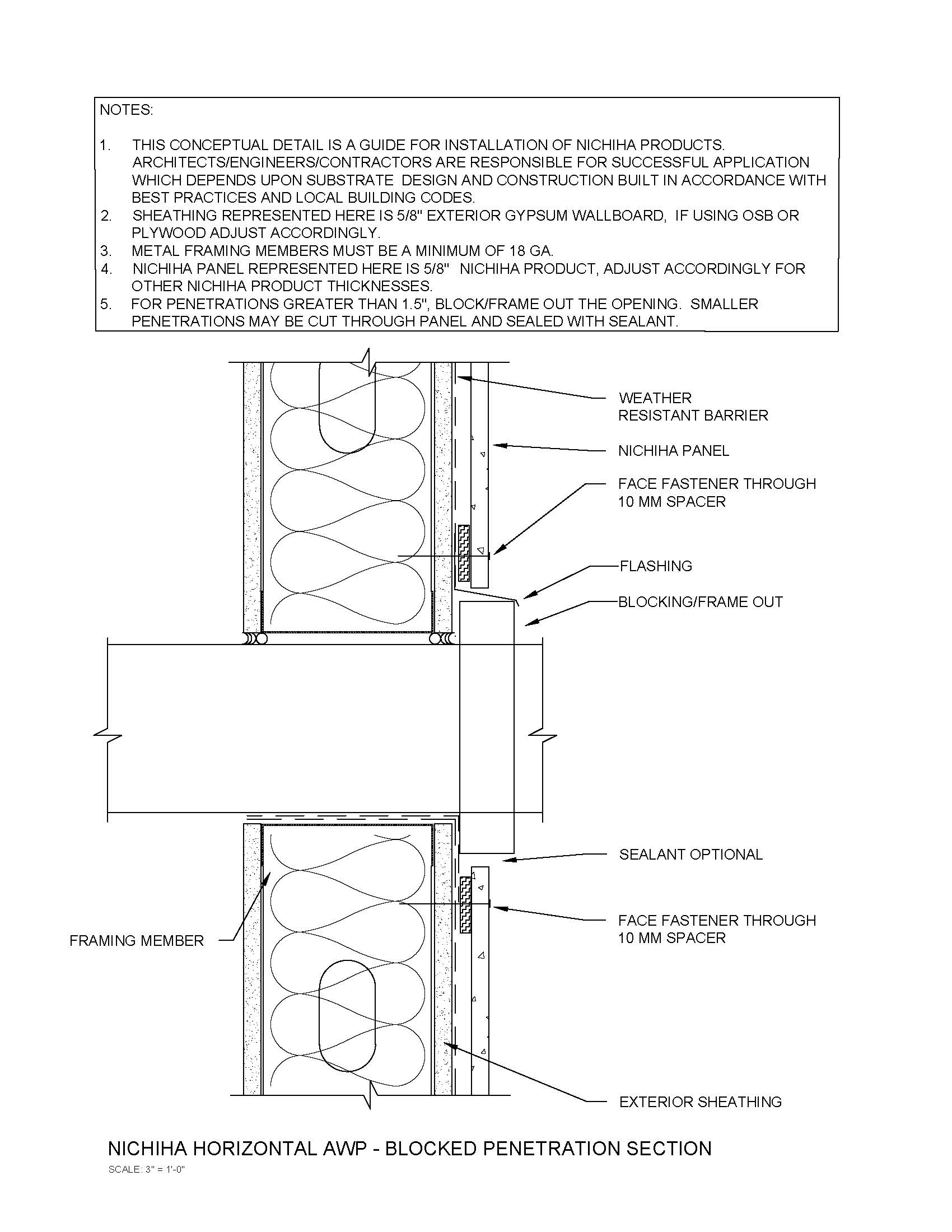 Architectural Wall Panel –  Blocked Penetration – Section View