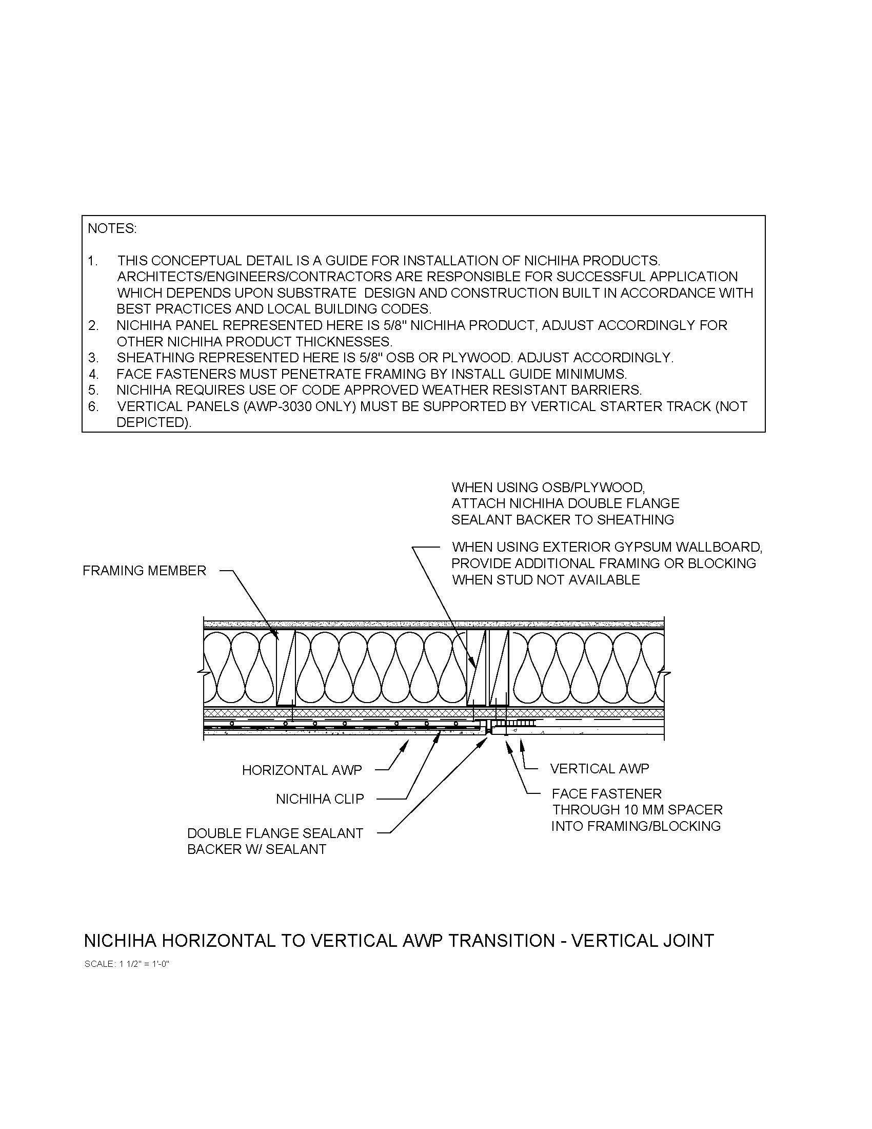 Architectural Wall Panel – Horizontal Panel to Vertical Panel Transition – Vertical Joint