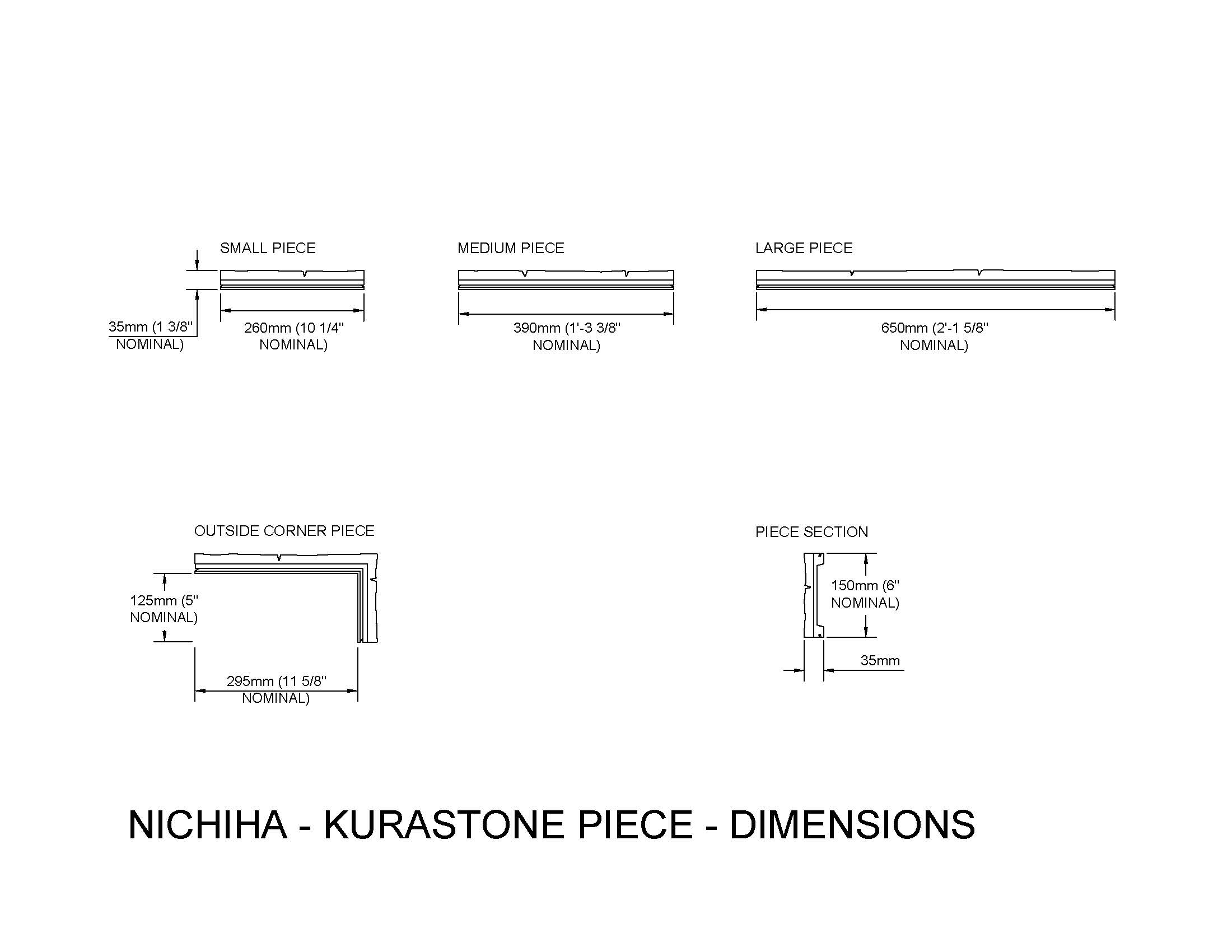 KuraStone Piece Dimensions
