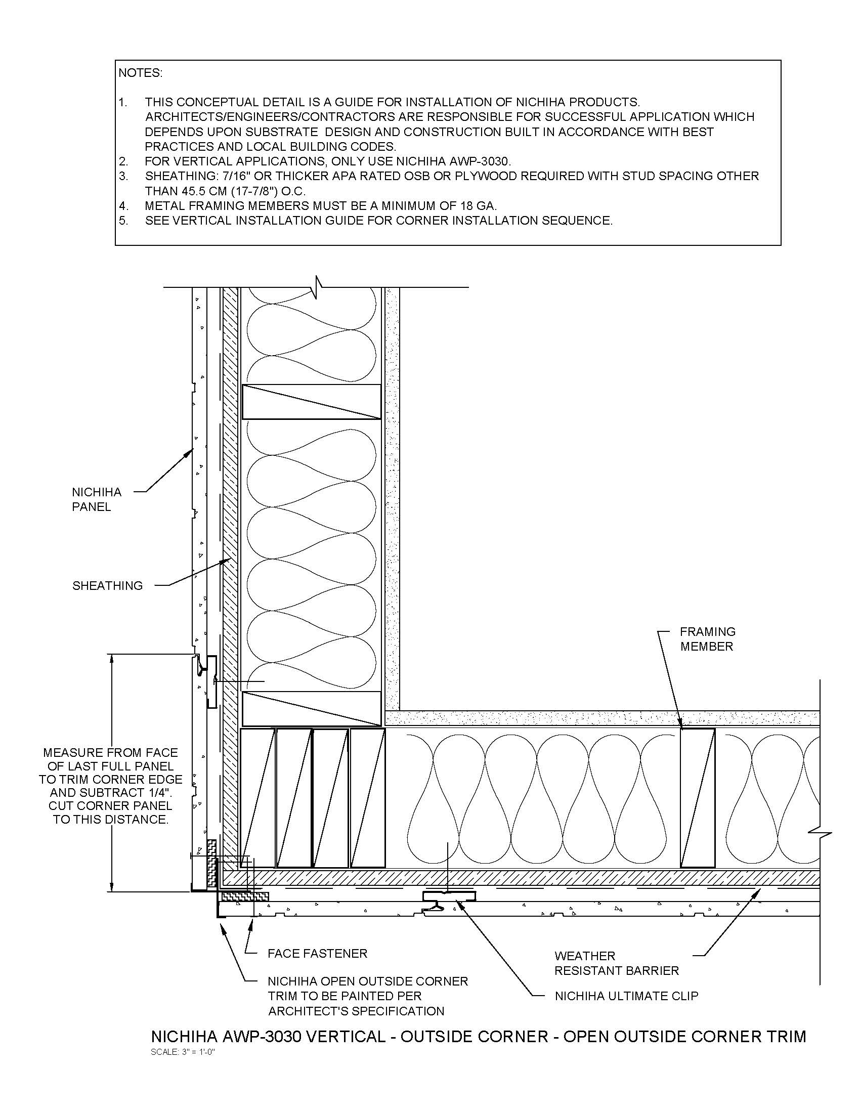 Architectural Wall Panel – Vertical – Outside Corner – Open Outside Trim