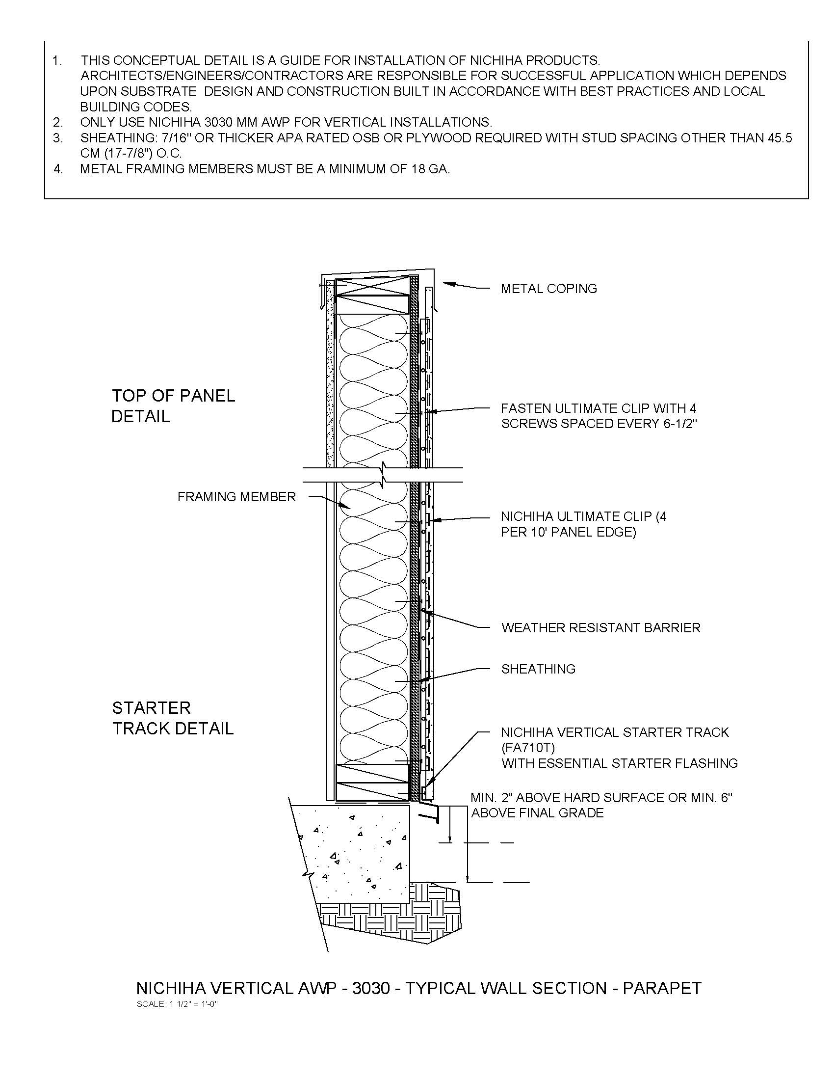Architectural Wall Panel – Vertical – Wall Section Parapet