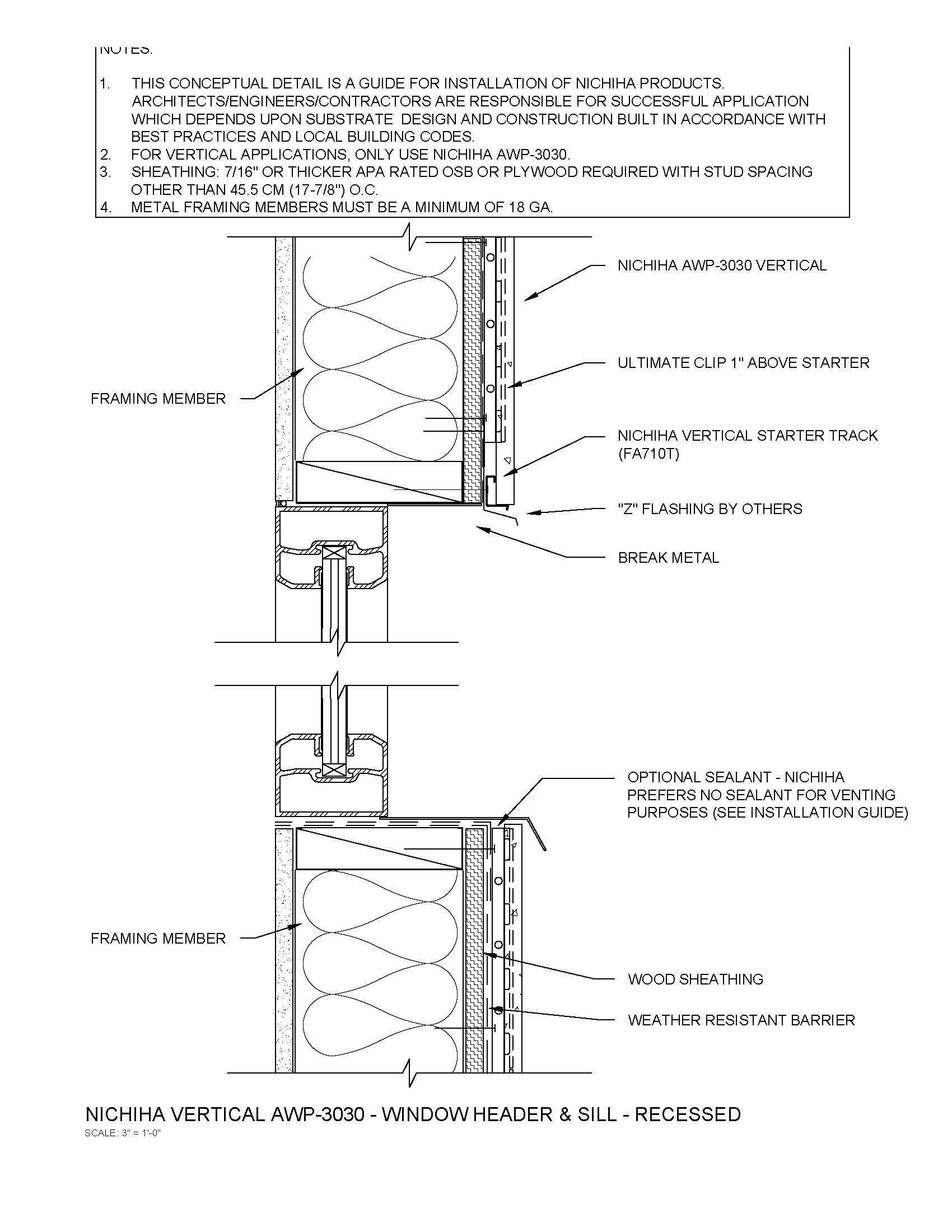 Architectural Wall Panel – Vertical – Window Head/Sill – Recessed