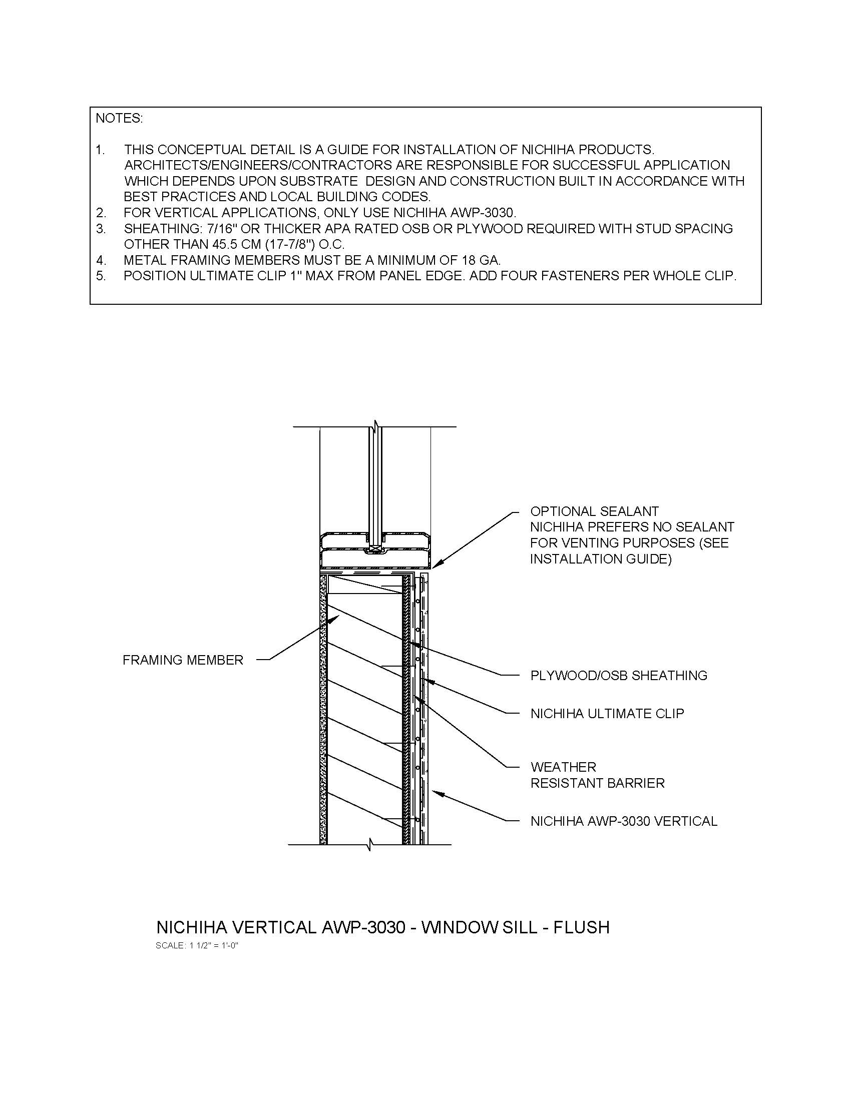 Architectural Wall Panel – Vertical – Window Sill – Flush